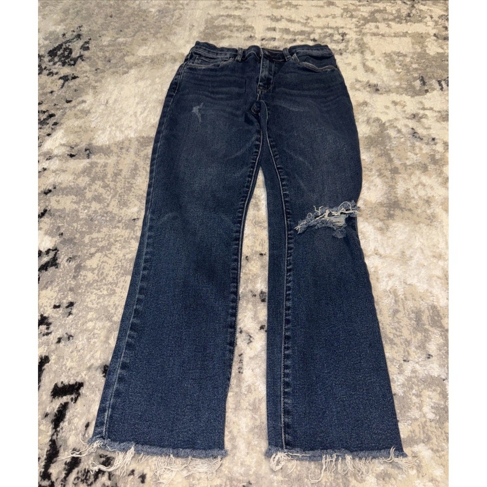Blank NYC Dark Distressed The Madison Crop  Raw Hem  Jeans Size 26 X 25